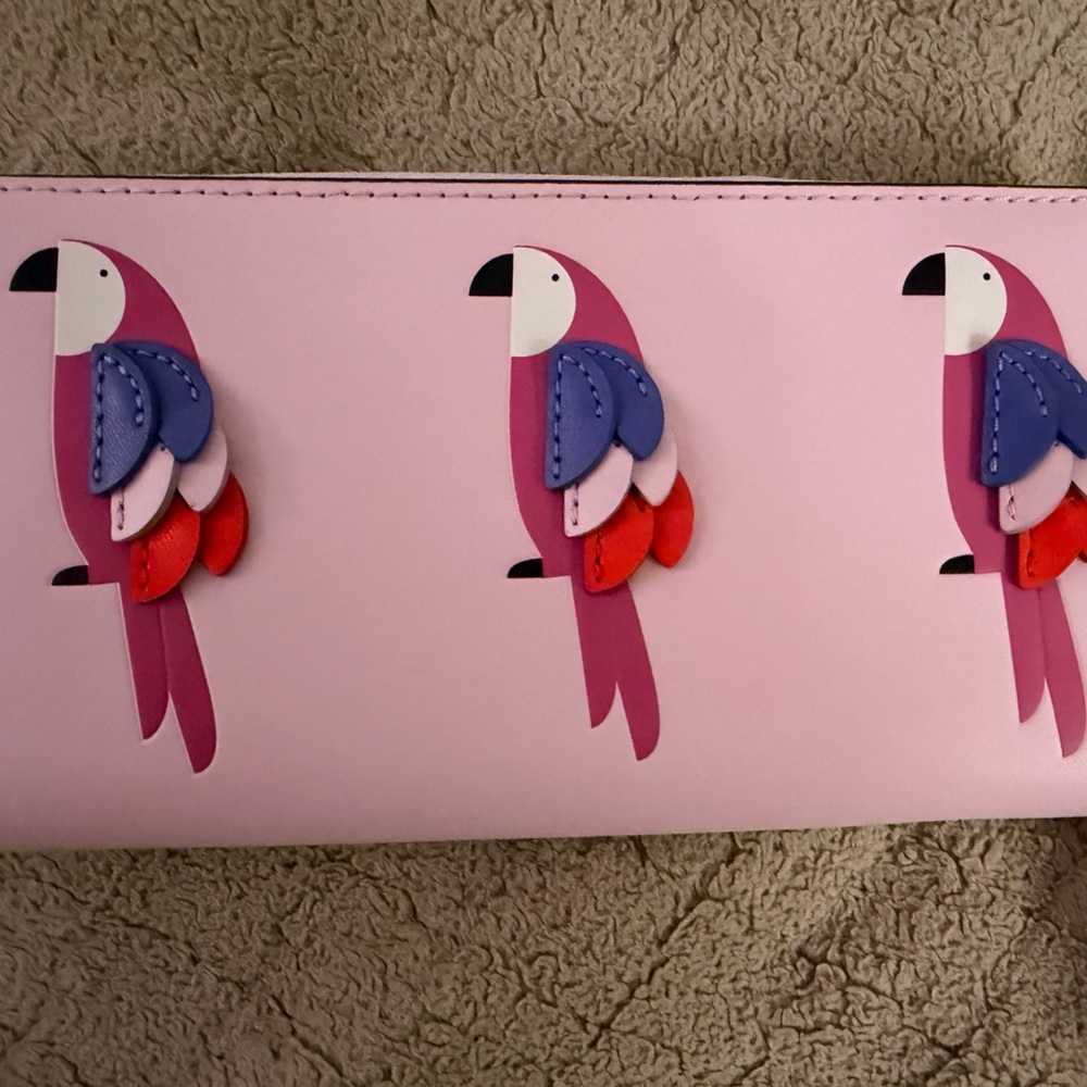 Kate Spade Pink Wallet with Colorful Bird Design